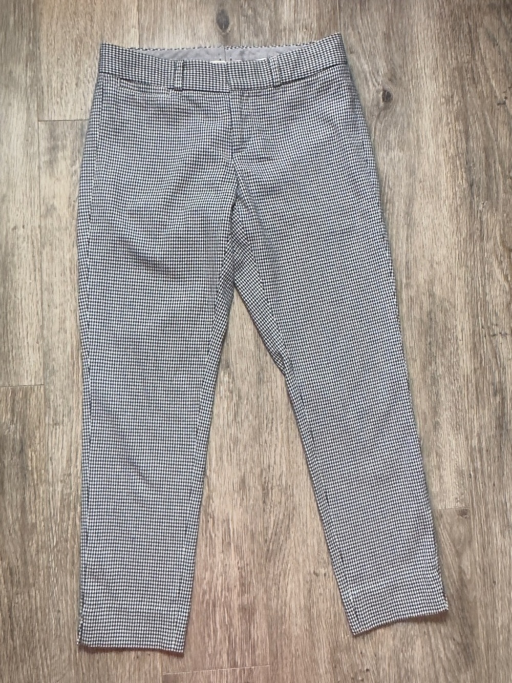 Zara Black and White Micro-Check Slim Trousers